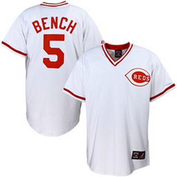 Cheap Cincinnati Reds 5 Johnny Bench White Throwback Jersey For Sale