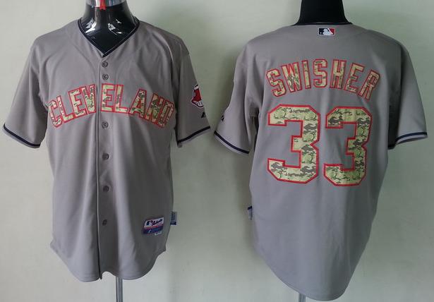 Cheap Cleveland Indians 33 Nick Swisher Grey 2013 USMC Cool Base MLB Jersey Camo Number For Sale