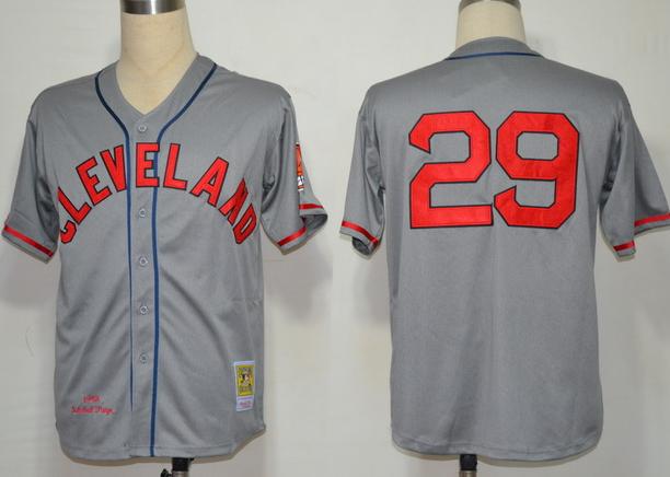 Cheap Cleveland Indians 29 Satchel Paige Grey M&N 1948 MLB Jerseys For Sale