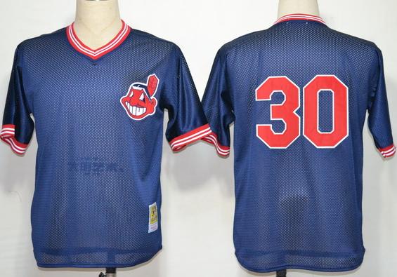 Cleveland Indians 30 Joe Carter Blue M&N 1986 MLB Jerseys