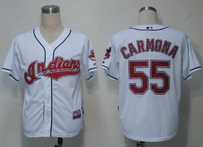 Cleveland Indians 55 Carmona White Cool Base MLB Jerseys