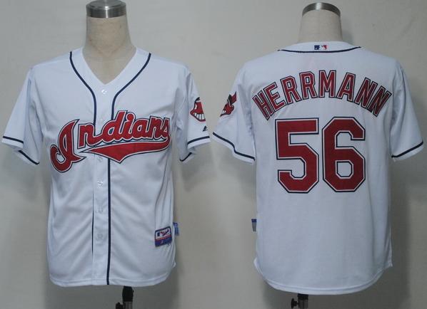 Cleveland Indians 56 Herrmann White Cool Base MLB Jerseys