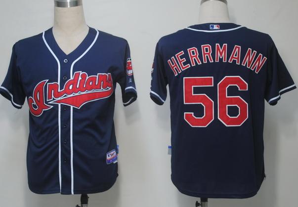 Cleveland Indians 56 Herrmann Blue Cool Base MLB Jerseys