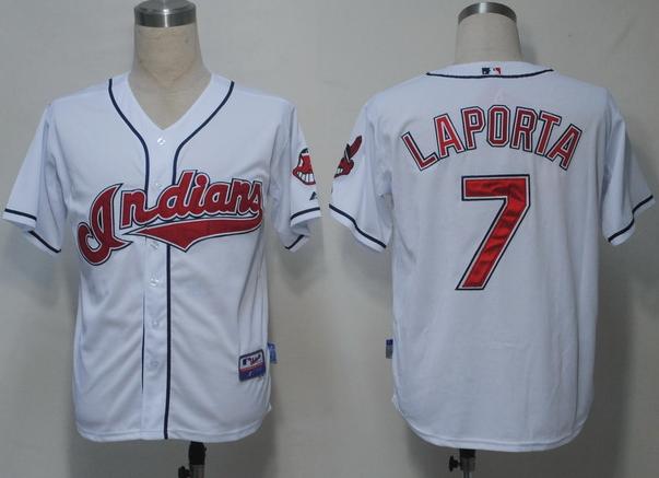Cleveland Indians 7 Laporta White Cool Base MLB Jerseys