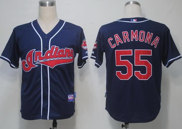 Cleveland Indians 55 Carmona Blue Cool Base MLB Jerseys