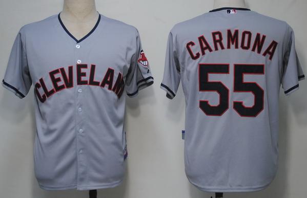 Cleveland Indians 55 Carmona Grey Cool Base MLB Jersey