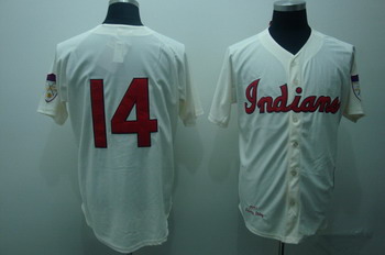 Cleveland Indians 14 Larry Doby Cream Jerseys Throwback