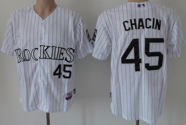 Cheap Colorade Rockies #45 Chacin White MLB Baseball Jerseys For Sale