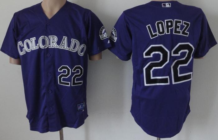 Colorado Rockies 22 Lopez Purple MLB Baseball Jerseys