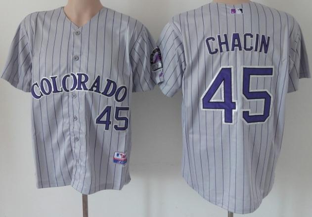 Cheap Colorade Rockies #45 Chacin Grey MLB Baseball Jerseys For Sale