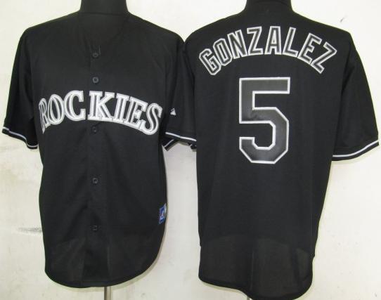 Cheap Colorado Rockies 5 Gonzalez Black Fashion Jerseys For Sale
