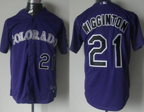 Cheap Colorado Rockies 21 Ty Wigginton purple MLB Jersey For Sale
