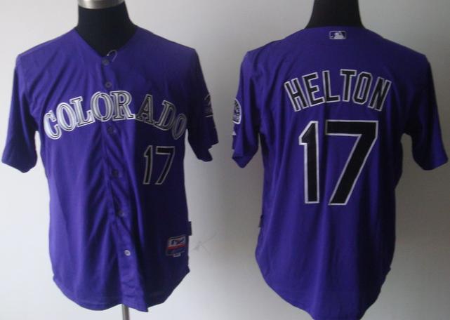 Cheap Colorado Rockies 17 Helton Purple MLB Jerseys For Sale