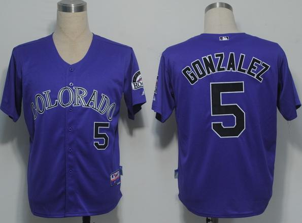Cheap Colorado Rockies 5 Gonzalez Purple Cool Base MLB Jerseys For Sale