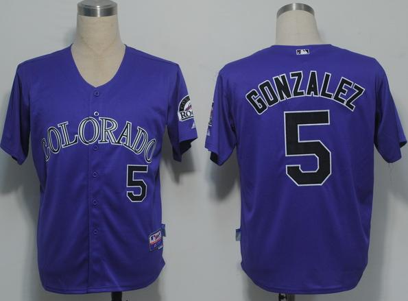 Colorado Rockies 5 Gonzalez Purple Cool Base MLB Jerseys