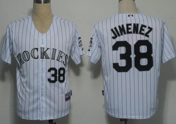 Colorado Rockies 38 Jimenez White Cool Base MLB Jerseys