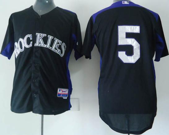 Colorado Rockies 5 Gonzalez 2011 Black Cool Base Jersey