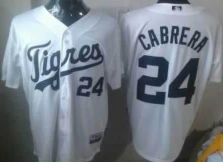 Detroit Tigers 24 Miguel Cabrera White MLB Jerseys