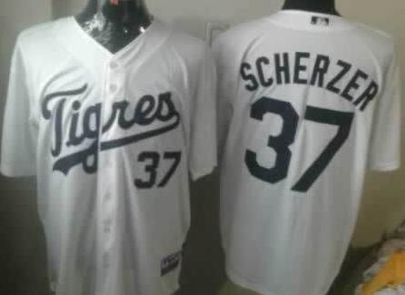 Detroit Tigers 37 Max Scherzer White MLB Jerseys