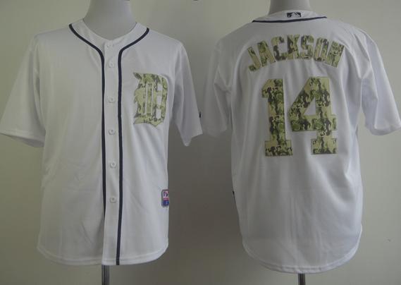 Cheap Detroit Tigers 14 Austin Jackson White Cool Base MLB Jersey Camo Number For Sale