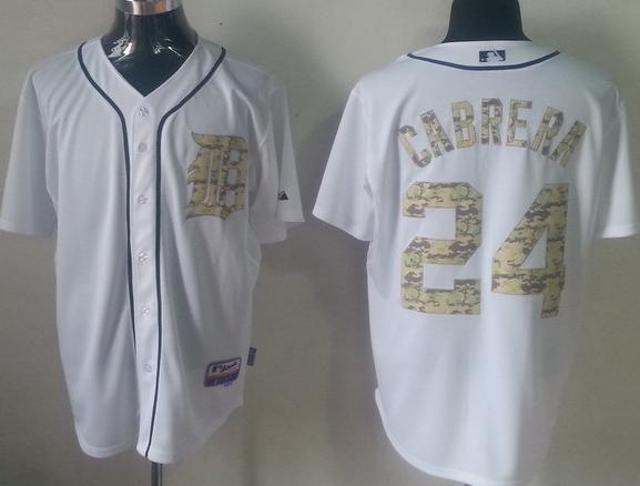 Detroit Tigers 24 Miguel Cabrera White MLB Jerseys Camo Number