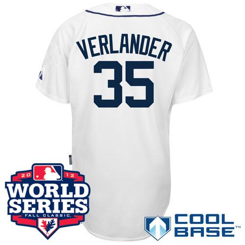 Cheap Detroit Tigers 35 Justin Verlander Home White Cool Base MLB Jersey W 2012 World Series Patch For Sale