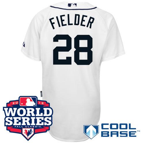 Detroit Tigers 28 Prince Fielder Home White Cool Base MLB Jersey W 2012 World Series Patch