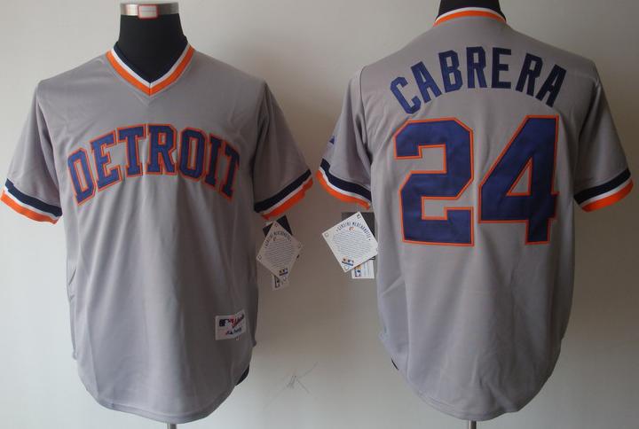 Cheap Detroit Tigers 24 Cabrera Grey M&N MLB Jerseys For Sale