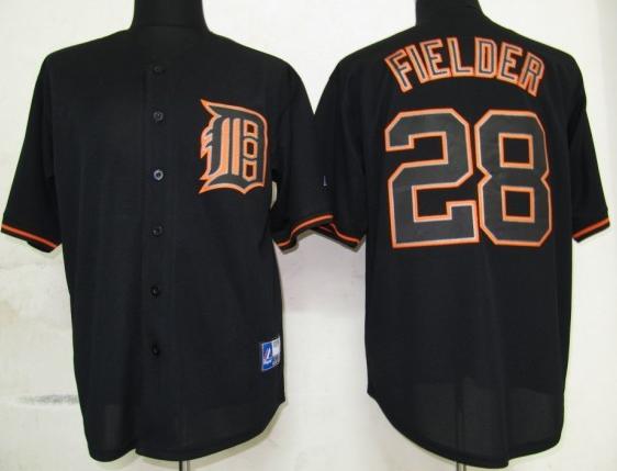 Cheap Detroit Tigers 28 Fielder Black Fashion Jersey For Sale