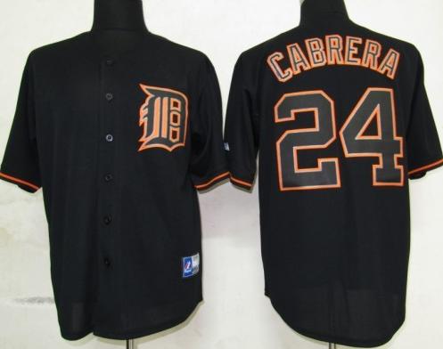 Cheap Detroit Tigers 24 Cabrera Black Fashion Jersey For Sale