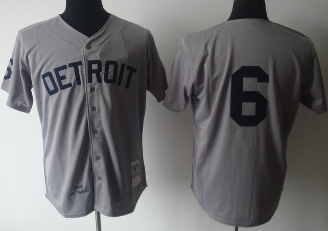 Cheap Detroit Tigers 6 Al Kaline Grey 1968 M&N MLB Jersey For Sale