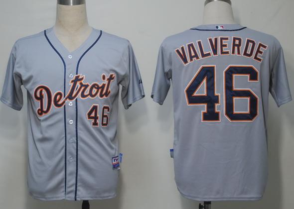 Detroit Tigers 46 Valverde Grey MLB Jerseys