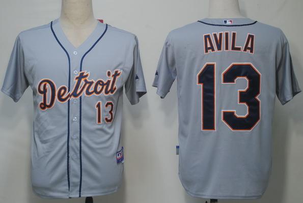 Detroit Tigers 13 Avila Grey MLB Jerseys
