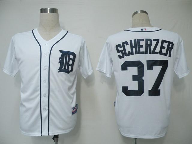 Detroit Tigers 37 Scherzer White MLB Jersey Detroit Tigers 37 Scherzer White MLB Jersey