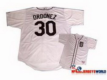 Detroit Tigers 30 Magglio Ordonez White Jerseys