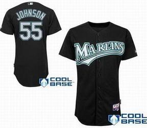 Florida Marlins 55 Josh Johnson Cool Base black jerseys