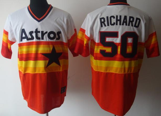 Houston Astros 50 Richard White With Orange Throwback Jerseys