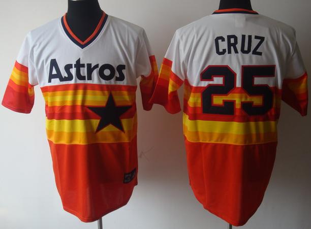 Cheap Houston Astros 25 Cruz White With Orange Throwback Jerseys For Sale