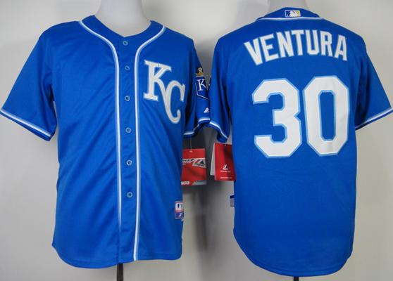 Cheap Kansas City Royals 30 Yordano Ventura Blue Cool Base MLB Jerseys For Sale