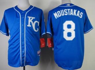 Cheap Kansas City Royals 8 Mike Moustakas Blue Cool Base MLB Jersey For Sale