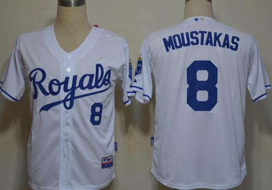 Kansas City Royals 8 Moustakas White MLB Jersey