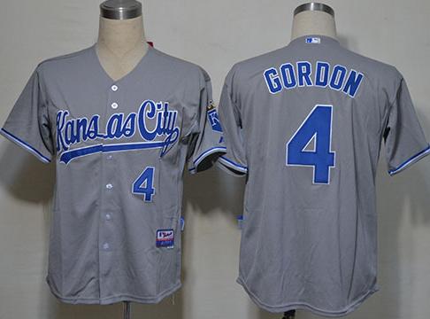 Cheap Kansas City Royals 4 Alex Gordon Grey MLB Jersey For Sale