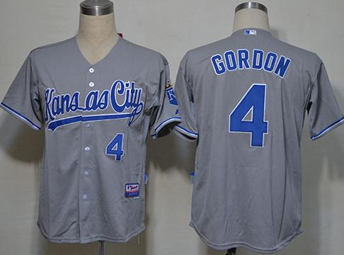 Kansas City Royals 4 Alex Gordon Grey MLB Jersey
