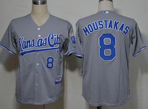 Kansas City Royals 8 Moustakas Grey MLB Jersey