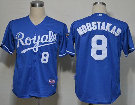 Cheap Kansas City Royals 8 Moustakas Blue MLB Jersey For Sale