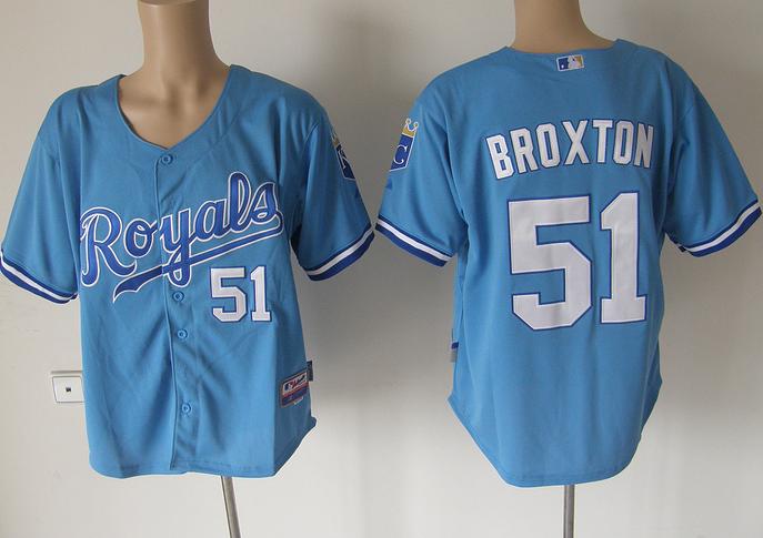 Cheap Kansas City Royals 51 Broxton Light Blue MLB Jerseys For Sale