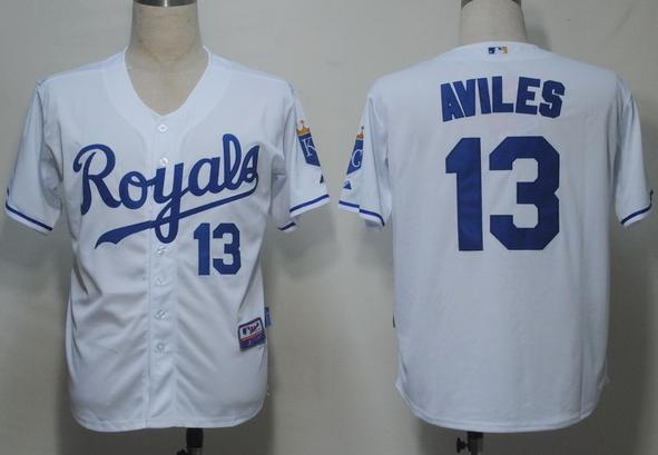 Kansas City Royals 13 Aviles White Cool Base MLB Jerseys