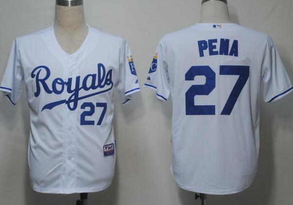 Kansas City Royals 27 Pena White Cool Base MLB Jerseys