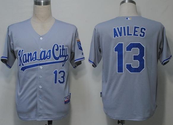 Kansas City Royals 13 Aviles Grey Cool Base MLB Jerseys