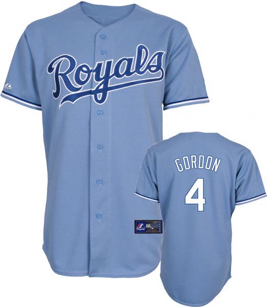Kansas City Royals 4 Alex Gordon Light Blue Jersey
